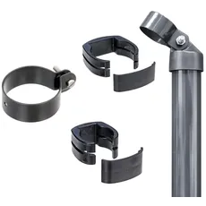 Alberts 601867 Zaunanschluss-Set Wellengittertor an Schweißgitter Fix-Clip Pro® | Set,2s | zinkphosphatiert anthrazit-metallic | zum Einbetonieren | Torpfosten-Ø: 60 mm | Zaunhöhe: 810 mm