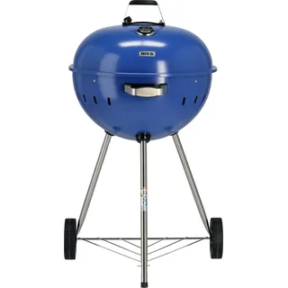 Runder Holzkohlegrill, Kugelgrill 54cm mit Thermometer, blau - Blau
