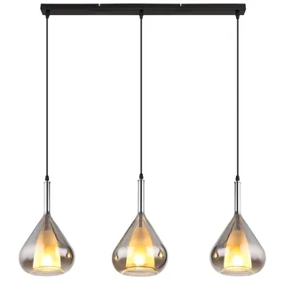 GLOBO 3-flg. 20 cm rund Schwarz/Grau Metall/Glas