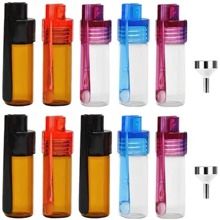 BORISCA 10 Stück Gewürzpulver Dosierer, 51mm Gewürzpulver Werkzeug mit Löffel und Trichter, Kleine Aufbewahrungsflaschen Glas Aufbewahrungsflaschen Mini für Küche, Outdoor, Reisen (Farbe Zufällig) (A)