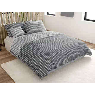 Baumwoll-Bettwäsche Caprivi grau mit Knopf Bettwäsche-Dimension: 70 x 90 cm | 140 x 220 cm - Grau