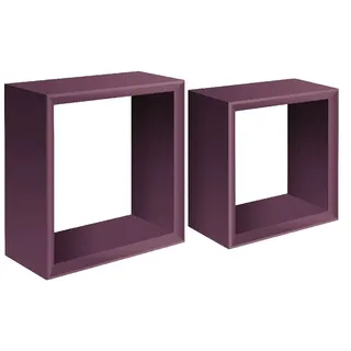 Homemania Ginevra Wandregal, Wohnzimmer, Schlafzimmer, Büro, MDF, Violett, 35 x 35 x 15,5/30 x 30 x 15,5 cm, Holzwerkstoff, 35 X 35 X 15.5/30 X 30 X 15.5