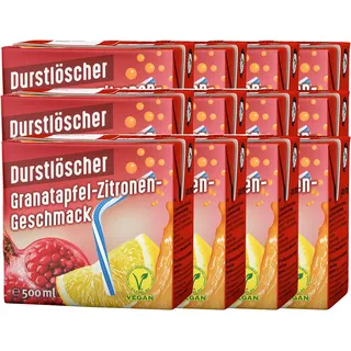 Durstlöscher Granatapfel Zitrone fruchtige Erfrischung 500ml 12er Pack