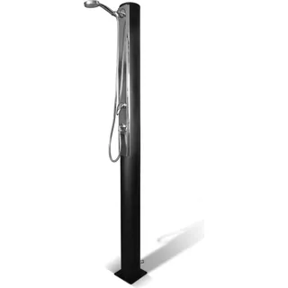 Solardusche Standard, 35 Liter Tankinhalt, 220 cm hoch, Handbrause, Fußhahn - Schwarz