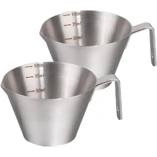 Espresso-Messbecher mit Griff, aus 304 Edelstahl, breiter Griff, Küchenhelfer und Utensilien, Metall-Messbecher, ideal zum Kochen und Backen (Größe: 100 ml)