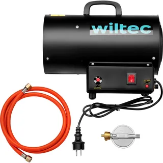 Wiltec Gasheizgebläse 15 kW, Gas Heizkanone mit 30 W Motor, Heißluftgenerator aus Stahl, LPG-betriebener Bauheizer, Gasheizer mit Piezo-Zündung