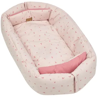 Sterntaler Babynest Hase Hanni 70x50cm - weiches Kuschelnest aus Baumwoll-Mischgewebe - beidseitig verwendbar & wandelbar zur Krabbeldecke - mit Schlaufen für Spielzeug - Geschenk Idee, quarzrosa