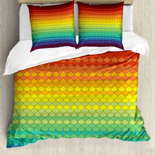 ABAKUHAUS Fiesta Bettbezug, Bunte Regenbogen-Skala, Milbensicher Allergiker geeignet mit Kissenbezügen, 200 cm x 200 cm - 80 x 80 cm, Mehrfarbig