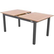 Doppler Ausziehtisch Expert Holzoptik Anthrazit 150/210x90 I Gartentisch ausziehbar I Gartenmöbel Aluminium I Terassenmöbel außen I Outdoortisch für Terrasse & Balkon I Wetterfest & robust