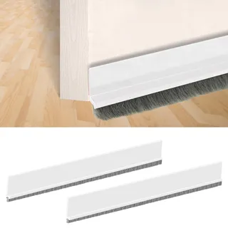 Misazy Bürstendichtung, 2 Stück, Schalldämmung, Tür, Bürste, Türdichtung, selbstklebend und kann zugeschnitten werden – Zugluftstopper (5 x 100 cm, weiß)