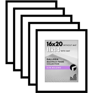 Americanflat, Bilderrahmen, 41 x 51 cm, mit poliertem Plexiglas – 5er-Set. 28 x 36 cm Rahmen mit Passepartout oder 41 x 51 cm-Fotos ohne Passepartout, Galleria Kollektion, Wanddekoration, Schwarz