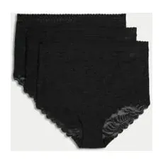 Womens M&S Collection 3er-Pack Taillenslips mit Spitze und FlexifitTM - Black, Black, 12
