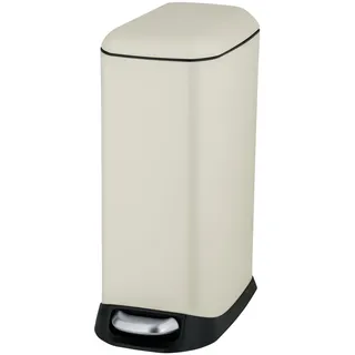 Mülleimer WENKO "Modell Design", creme, B:20,5cm H:46cm T:36cm, Edelstahl, Kunststoff, Mülleimer, Mülleimer, Abfalleimer mit Absenkautomatik und herausnehmbarem Einsatz