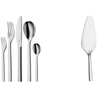 WMF Atria Besteck Set 12 Personen, Essbesteck 60 teilig Monobloc-Messer, Cromargan Edelstahl poliert, spülmaschinenfest & Kuchenheber Nuova Tortenheber Cromargan Edelstahl rostfrei poliert