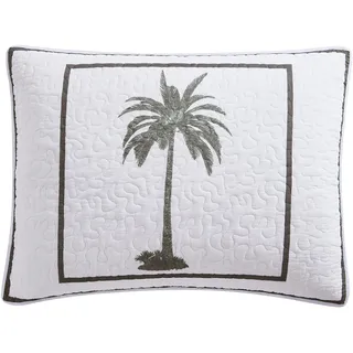 Tommy Bahama Palm Island Collection Kissenbezug, 100% Baumwolle, weich und atmungsaktiv, mit Hotelverschluss, vorgewaschen für zusätzliche Weichheit, Kingsize, Grau