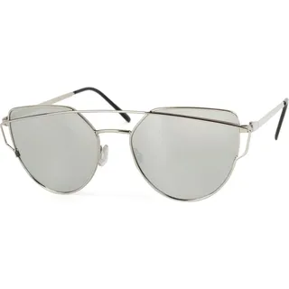 styleBREAKER Sonnenbrille mit Katzenaugen Cat Eye Gläsern und Doppelrahmen Bügel, Federscharnier, Damen 09020069 - Weiß