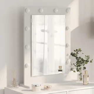 vidaXL Waschtischspiegel Weiß 70 x 50 x 18 cm Glas und furniertes Holz - Weiß
