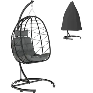 Outsunny Hängesessel Rattan Dunkelgrau