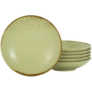 Creatable Suppentellerset , Salbeigrün , Keramik , 6-teilig , rund , Geschirr, Teller, Teller-Sets