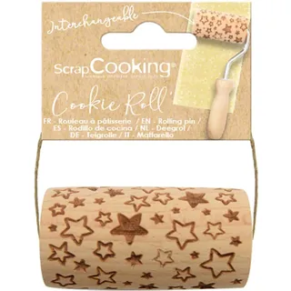 ScrapCooking SCRAP COOKING - Mini-Roller aus Holz "Stern" – Deko mit eingravierten Abdrücken in Relief – Backform für Dekoration von Keksen, Keksen, Keksen – 5302