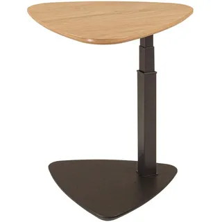 Novel Beistelltisch , Anthrazit, Wildeiche , Holz, Metall, Holzwerkstoff , Wildeiche , furniert , Freiform , Rollen, Säule, Bodenplatte , 75x47-65x75 cm , höhenverstellbar , Wohnzimmer, Wohnzimmertische, Beistelltische, Beistelltische Metall