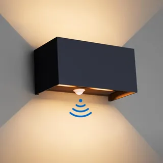 Klighten 24W Aussenlampe Außenwandleuchte mit Bewegungsmelder, IP65,3000K Warmweiß Wandleuchte Außen/Innen, Einstellbarer Lichtstrahl außenlampe mit bewegungsmelder für Flur/Weg, Anthrazit