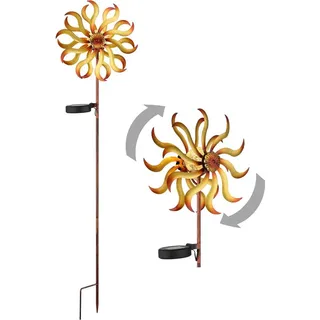 bmf-versand Windrad Metall Garten Solar Solarleuchte Außen Solarlampe Windspiel Gold
