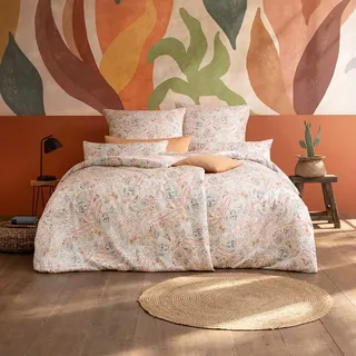 Estella Mako-Satin Bettwäsche 155x220 Nikola orange Paisley salbei 7667-360 - Orange, Grün