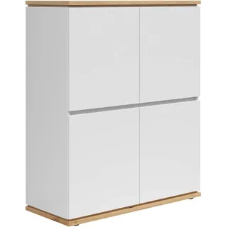 XORA Highboard Weiß, Eiche Artisan - B/H/T ca. 100,00x121,00x42,00