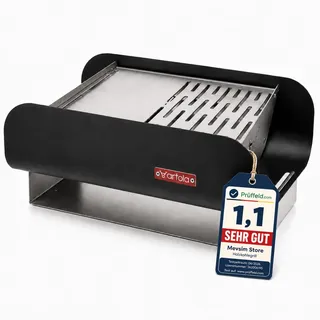 [ Test SEHR GUT, Note 1.1 *] Artola TrunQy Gourmet Holzkohlegrill Tischgrill - Tragbarer BBQ Grill für Balkon Garten Camping Picknick Outdoor - Kleiner Campinggrill Holzkohle aus Stahl/Edelstahl