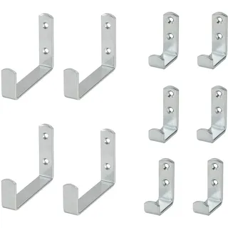 VORMANN Wandhaken Garderobenhaken Gerätehaken Garagenhaken Haken | Stahl verzinkt | witterungsbeständig | 10-teil. Set (6 Stk. 49 x 29 x 15 x 17 mm und 4 Stk. 65x80x35x17 mm) | Made in Germany