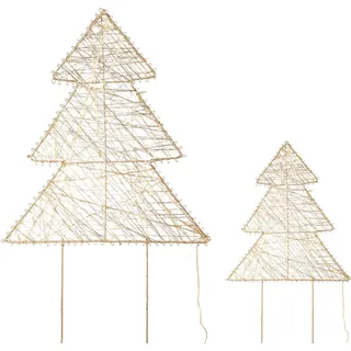 Dekobaum CREATIV DECO "LUMIA, Deko-Objekt Baum", beige (champagnerfarben), B:46cm H:50cm, Metall, Dekofiguren, Dekobaum, Weihnachtsdeko, Batteriebetrieb