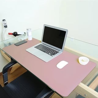 EURHOWING Wasserdichte Schreibtischunterlage, Büro-Laptop-Schreibtischunterlage, PU-Leder-Schreibtischunterlage, Schreibtisch-Schreibunterlage mit doppeltem Verwendungszweck(Rosa,90 x 45cm)