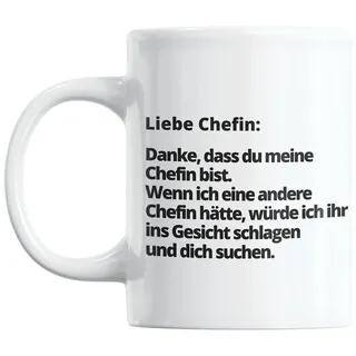 Lieblingstasse mit Spruch I Spülmaschinenfest und Beidseitiger Druck I Hochwertige Tasse in Weiß Lustig für die Arbeit, Büro I Geschenk für Chef, Chefin zum Geburtstag oder Abschied (Liebe Chefin)