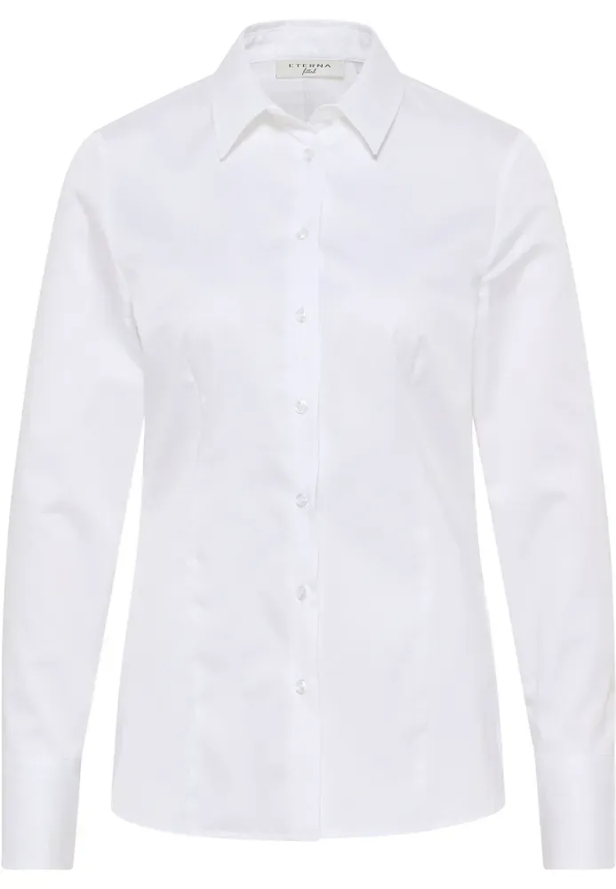 Bild von Satin Shirt Bluse in weiß unifarben, weiß, 38