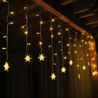 salcar 108er LED Schneeflocke Lichtervorhang Innen, 3M 18er Schneeflocken Lichterkette Außen, LED Weihnachtsdeko Fenster mit 9 Modi und Speicherfunktion, Warmweiß