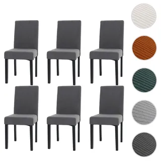 6er-Set Esszimmerstuhl Littau, Stuhl Küchenstuhl Hochlehner, Stoff/Textil Cord Holz ~ dunkelgrau, du