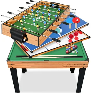 SereneLife 2/4/5/6-in-1 Multifunktionstisch – inkl. Billardtisch, Tischtennisplatte, Tischkicker, Kickertisch, Airhockey Tisch, Shuffleboard & Bowling Tische – Spieltisch Kinder & Erwachsene