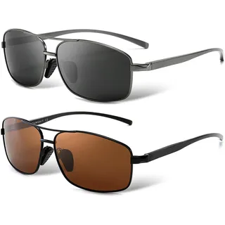 SUNGAIT Ultraleichte Rechteckig Sonnenbrille Herren Polarisierte UV400-Schutz CAT 3