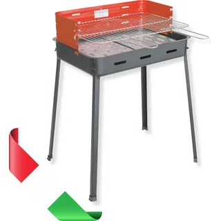 Große Holzkohlegrill cm 60x40.5x85h lackiertem Stahl verstellbar verchromt Grillrost Schraube Beine - Schwarz