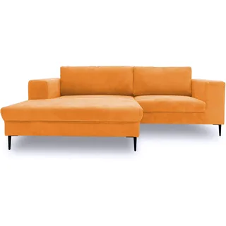 DOMO Collection Modica Ecksofa, moderne L-Form, kleine Ecke, Eckcouch, Sofa Eckgarnitur, Cord, orange, 244x173x83
