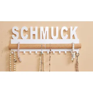 Schmuckhalter Wand Metall und Holz Design by GALEARA Schmuckleiste mit Schmuck oder Bijoux Schriftzug Schmuckaufbewahrung... (Schmuck Weiß)
