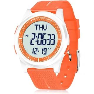 Digital Herren Damen Uhren 5 ATM Wasserdicht Sport Armbanduhr mit Wecker Stoppuhr Countdown Duale Zeitzone, Ultradünn Weitwinkel Anzeige Digitaluhr