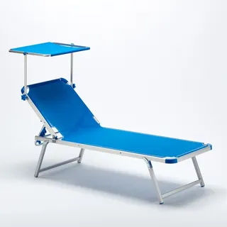 Aluminium Strandliege Sonnenliege mit Sonnendach Nettuno - Blau - Blau