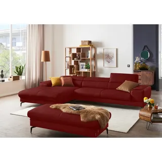 W.Schillig Ecksofa »piedroo, Designsofa mit tollem Sitzkomfort, bequem und elegant, L-Form« Kopfteilverstellung, wahlweise mit Sitztiefenverstellung, Breite 343cm rot