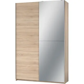 SchlafKONTOR Schwebetürenschrank Heimo 125 x 195,5 x 38 cm Braun