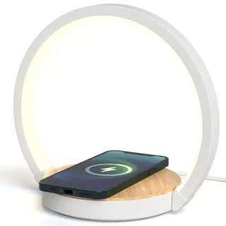 VOSFEEL Nachttischlampe Tischlampe Touch Dimmbar 18W Wireless Charger Nachtlicht mit 3 Stufige Helligkeit für Schlafzimmer Wohnzimmer Büro