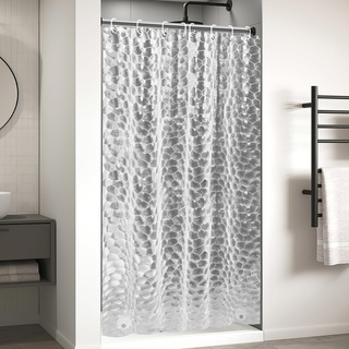 OTraki Duschvorhang 120 x 200 cm 100% Eva Shower Curtains mit Gewicht Bleiblock unten,Wasserdicht Antibakteriell Vorhang mit 8 Duschvorhangringen für Dusche Kinder