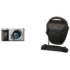 Sony Alpha 6100 | APS-C Spiegellose Kamera mit 16-50mm f/3.5-5.6 Power-Zoom-Objektiv (Schneller 0,02s AF, 4K-Filmaufnahmen und neigbares Display) Silber + Tasche