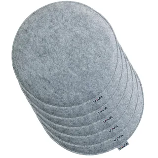 Brandsseller 6er Set Sitzkissen aus Filz Ø 35x2 cm – Robuste Stuhlauflagen für innen und außen, rundes Sitzpolster, strapazierfähiges Kissen für Stühle – Hellgrau